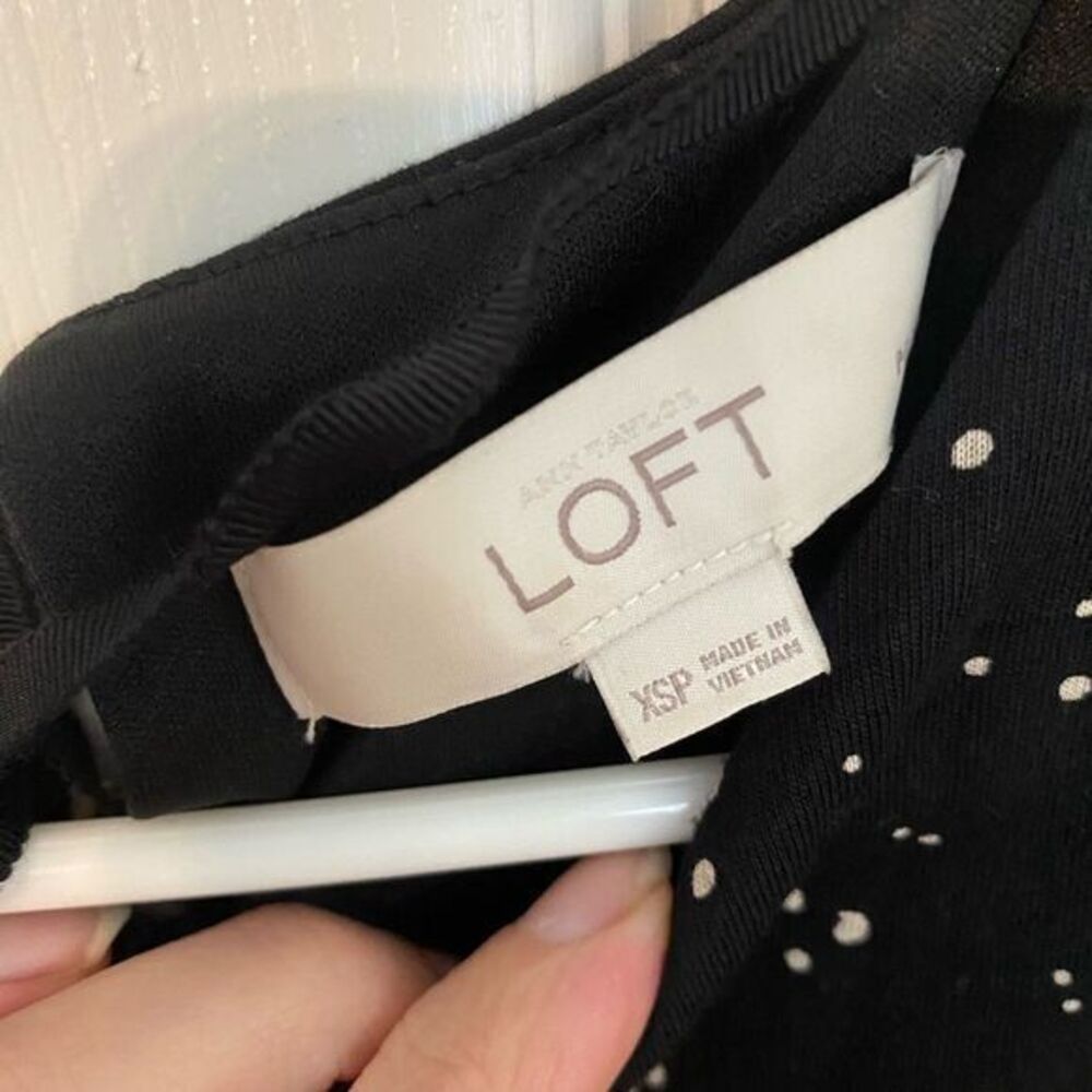 Loft, black and white polkadotted sleeveless dress size extra small petite - Picture 5 of 8